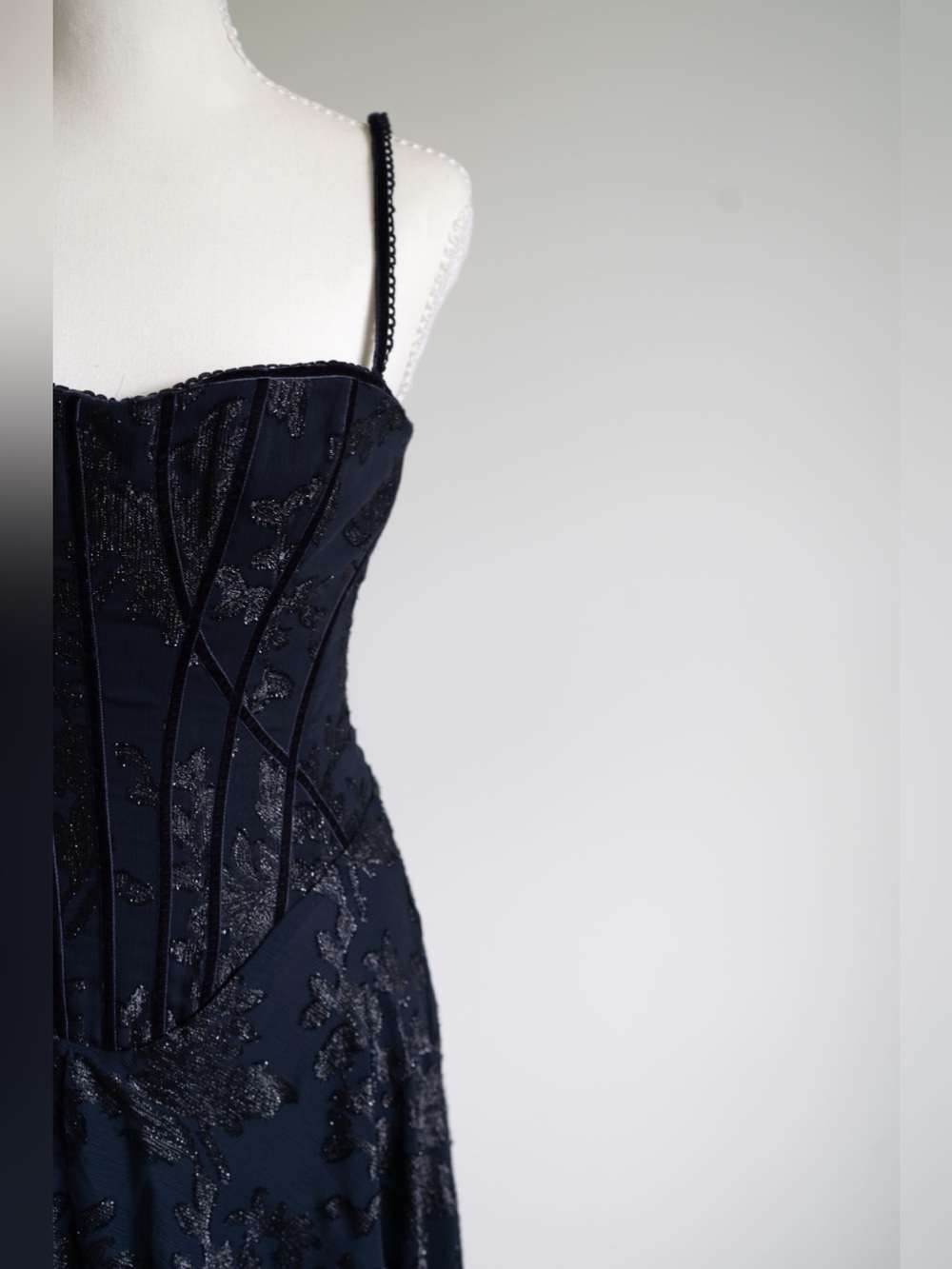 House Of Cb ESME Midnight Blue Lurex Chiffon Maxi Dress - Picture 3 of 12
